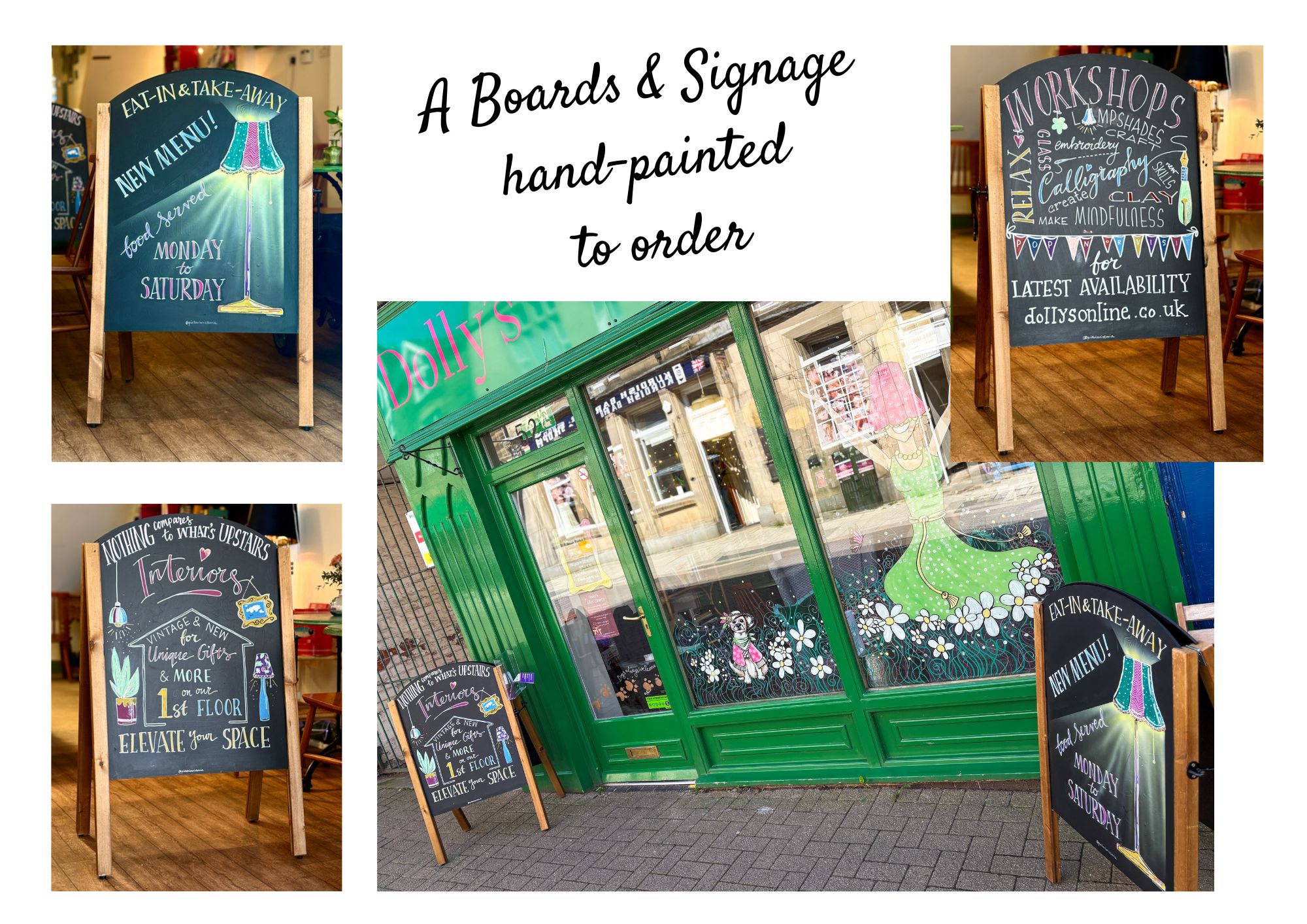 Custom A Boards hand painted in Derbyshire by Pictoria